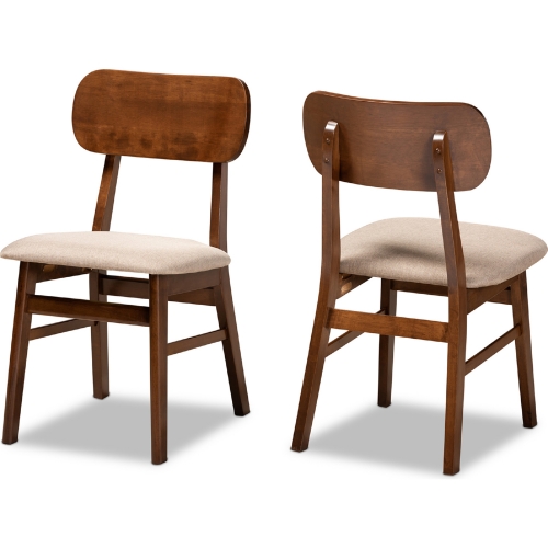 Euclid Dining Chair in Sand Fabric & Walnut Finish (Set of 2)