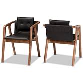 Marcena Dining Chair in Black Leatherette & Walnut Finish (Set of 2)