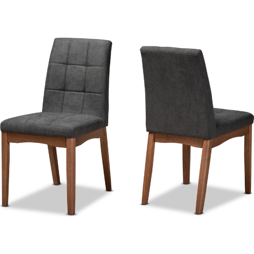 Tara Dining Chair in Dark Gray Fabric & Walnut Finish (Set of 2)