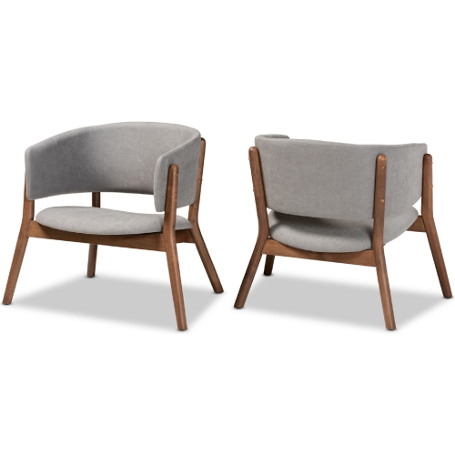 Baron Accent Chair in Light Gray Fabric & Walnut Finish (Set of 2)