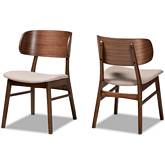 Alston Dining Chair in Beige Fabric & Walnut Brown Finish (Set of 2)