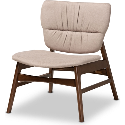 Benito Accent Chair in Beige Fabric & Walnut Brown Finish