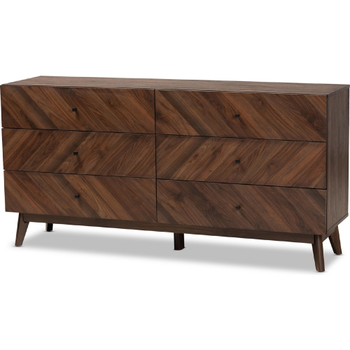 Hartman 6 Drawer Dresser in Walnut Finish Wood