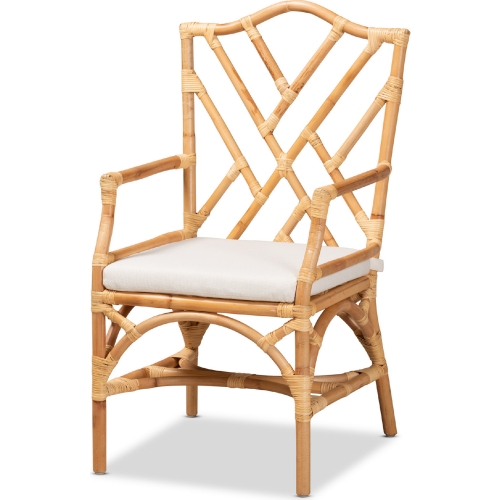 Delta Dining Chair in Natural Finish Rattan & Fabric