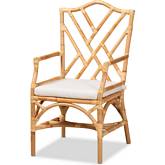 Delta Dining Chair in Natural Finish Rattan & Fabric