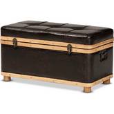 Gendry 31" Storage Ottoman in Brown Leatherette & Oak Finish