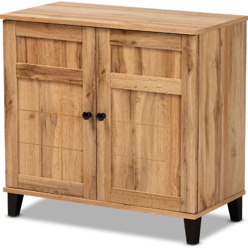 Glidden 2 Door Shoe Storage Cabinet in Oak Finish Wood