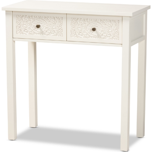 Lambert 2 Drawer Console Table in White Wood