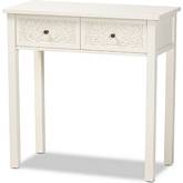 Lambert 2 Drawer Console Table in White Wood