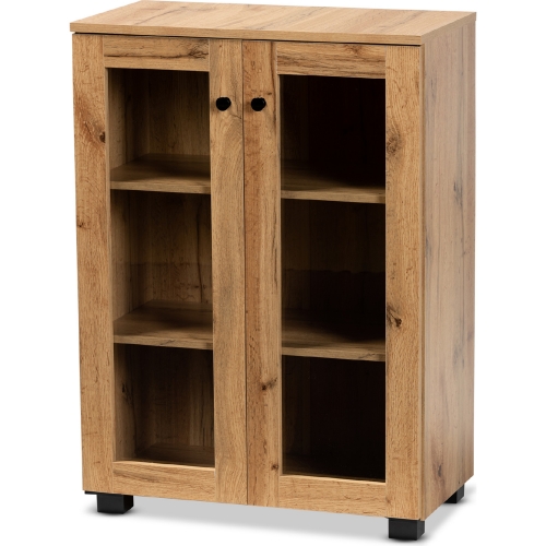 Mason Storage Cabinet Sideboard in Oak Finish Wood & Glass