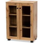 Mason Storage Cabinet Sideboard in Oak Finish Wood & Glass