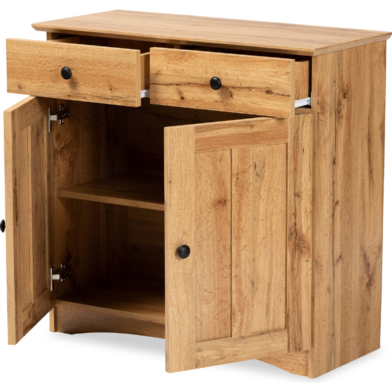 Baxton DR 883400 Wotan Oak Lauren 2 Door Buffet Cabinet in Oak