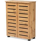 Adalwin 2 Door Shoe Storage Cabinet in Oak Brown Wood