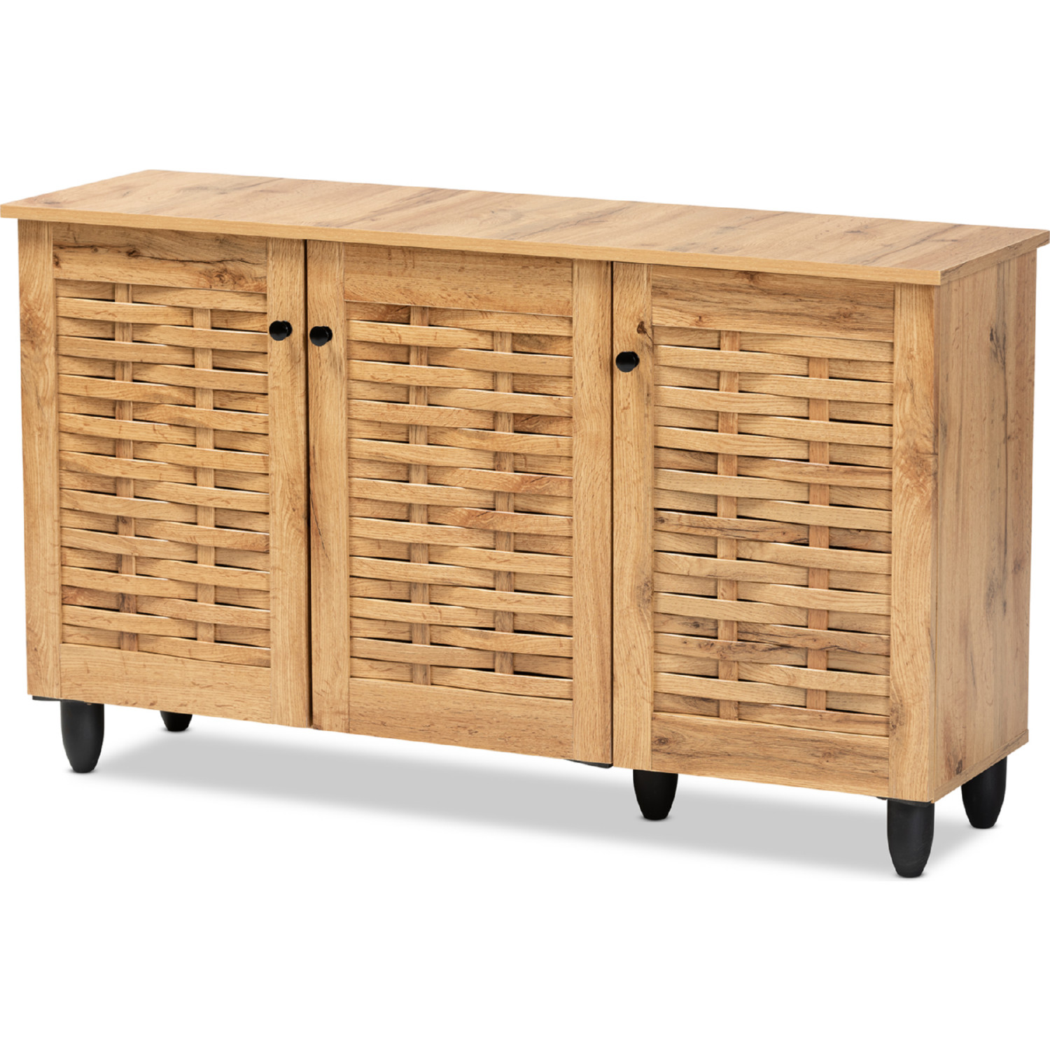 Baxton SC864573 B Wotan Oak Winda 3 Door Shoe Storage