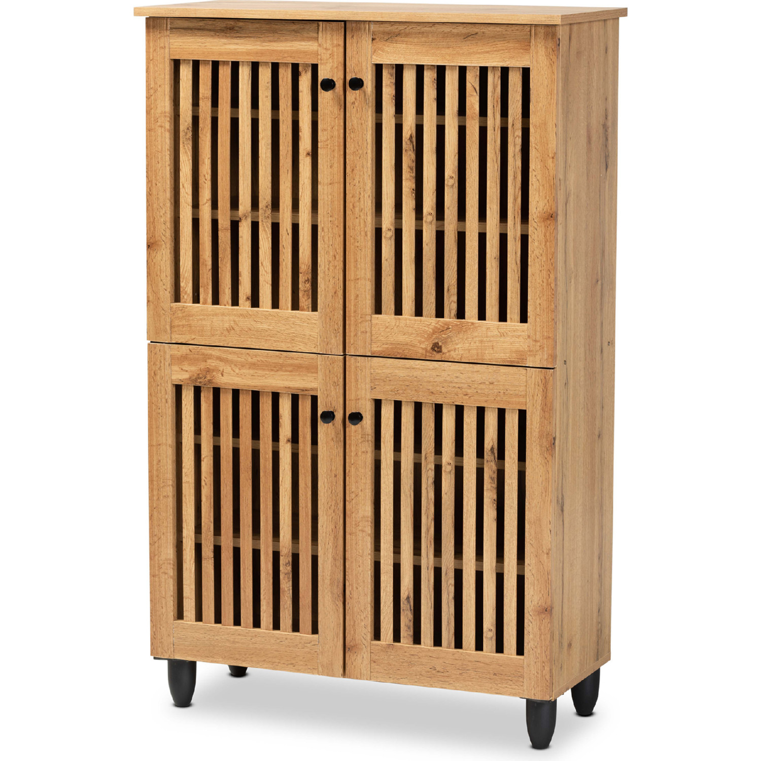 Baxton SC864574 A Wotan Oak Fernanda 4 Door Shoe Storage