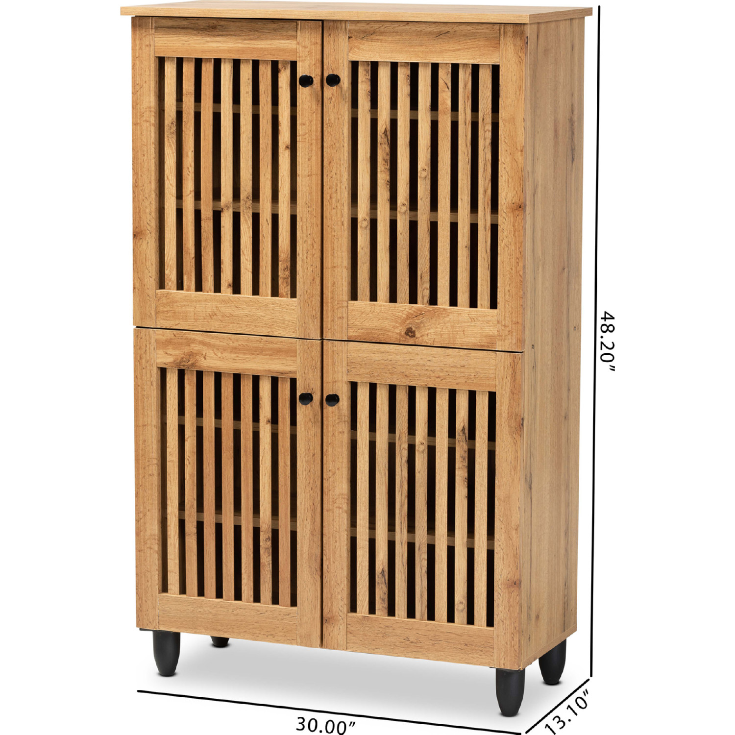 Baxton SC864574 A Wotan Oak Fernanda 4 Door Shoe Storage Cabinet