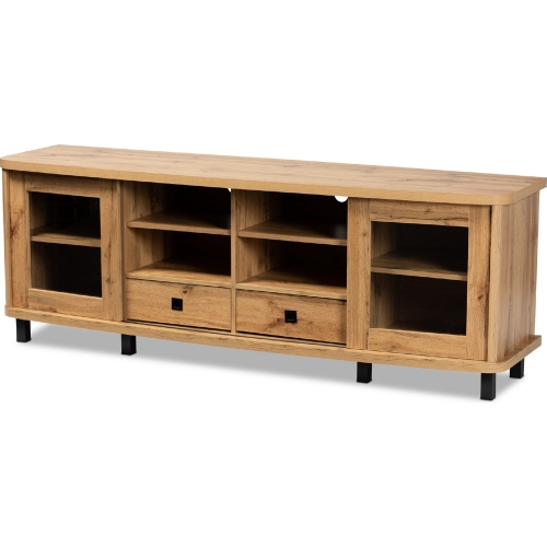 Walda 70" TV Stand in Oak Brown Finish Wood