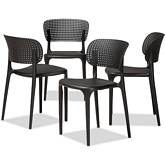 Rae Stackable Dining Chair in Black Poly (Set of 4)