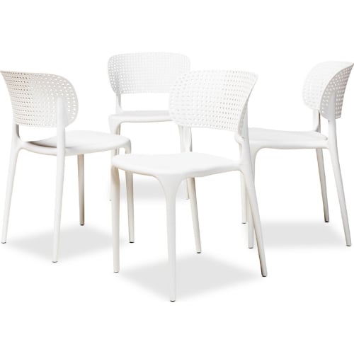 Rae Stackable Dining Chair in White Poly (Set of 4)