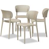 Rae Stackable Dining Chair in Beige Poly (Set of 4)