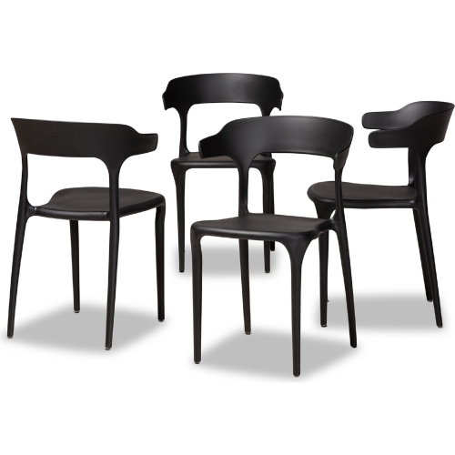 Gould Dining Chair in Black Polypropylene (Set of 4)