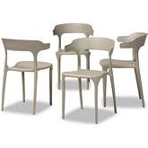 Gould Dining Chair in Beige Polypropylene (Set of 4)