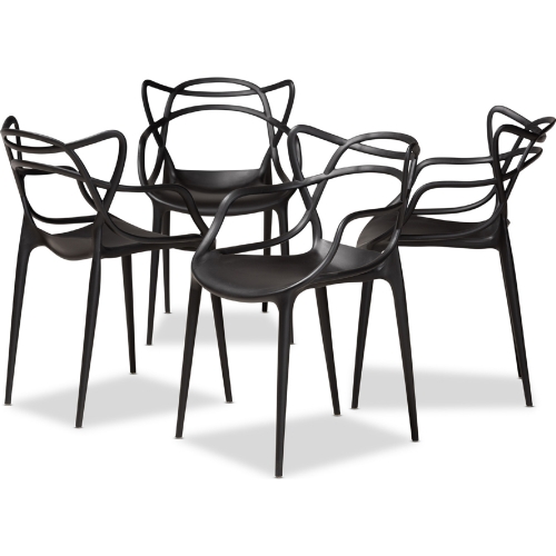 Landry Stackable Dining Chair in Black Poly (Set of 4)