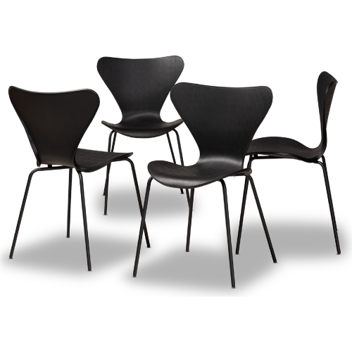 Jaden Black Plastic & Black Metal Dining Chair (Set of 4)