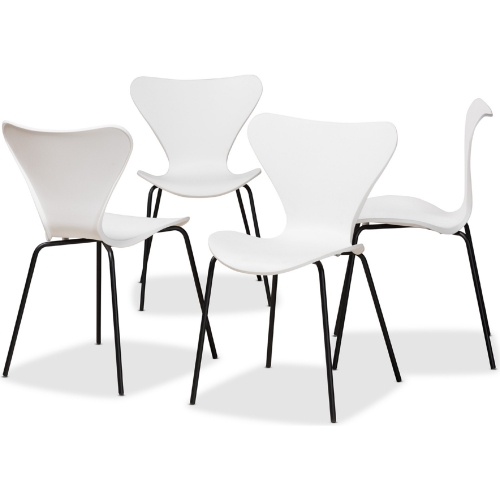 Jaden White Plastic & Black Metal Dining Chair (Set of 4)