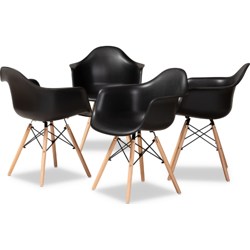 Galen Dining Chair in Black Poly & Oak Brown Finish (Set of 4)