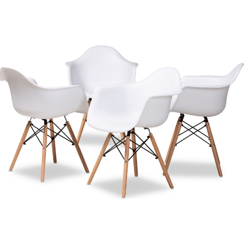 Galen Dining Chair in White Poly & Oak Brown Finish (Set of 4)