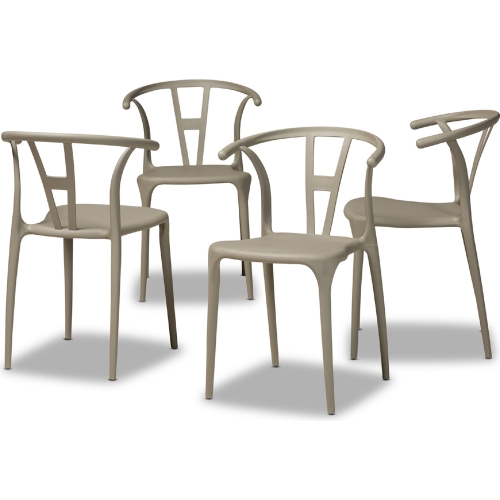 Warner Dining Chair in Beige Plastic (Set of 4)