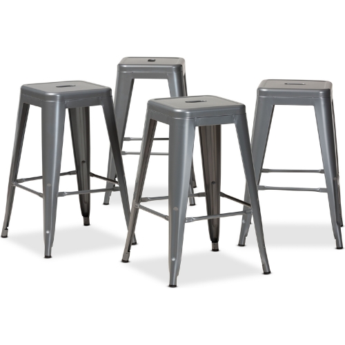 Horton Counter Stool in Gray Metal (Set of 4)