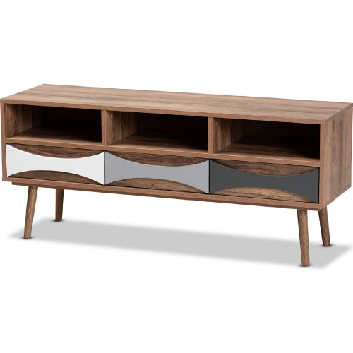 Leane 47" TV Stand Natural Brown Finish & Multicolor Wood