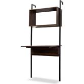 Fariat Shelving Unit with Desk in Walnut Finish & Black Metal