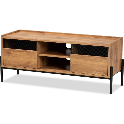 Tasman 45" TV Stand in Natural Finish Wood & Black Metal