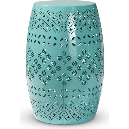 Lavinia Outdoor Side Table in Teal Metal