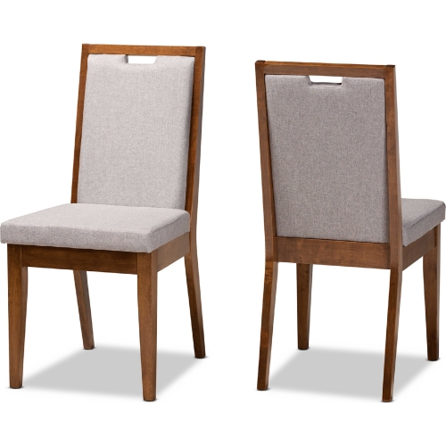 Octavia Dining Chair in Gray Fabric & Walnut Finish (Set of 2)