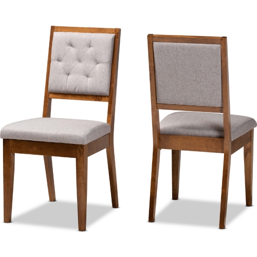 Gideon Dining Chair in Gray Fabric & Walnut Finish (Set of 2)