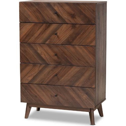 Hartman 5 Drawer Storage Chest in Walnut Finish Wood