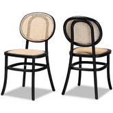 Garold Dining Chair in Woven Rattan & Black Cane (Set of 2)