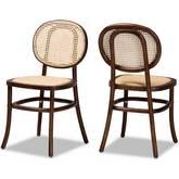 Garold Dining Chair in Woven Rattan & Walnut Finish Cane (Set of 2)