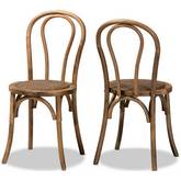 Dacian Dining Chair in Woven Rattan & Walnut Brown Finish (Set of 2)