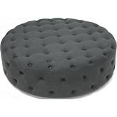 Cardiff Ottoman in Tufted Dark Gray Linen