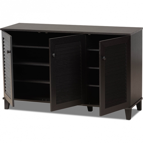 Warren Shoe Storage Cabinet in Espresso Brown Wood