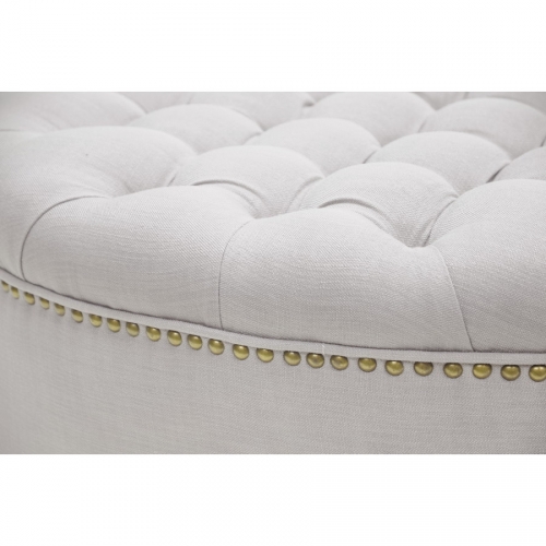 Iglehart Ottoman in Tufted Beige Linen