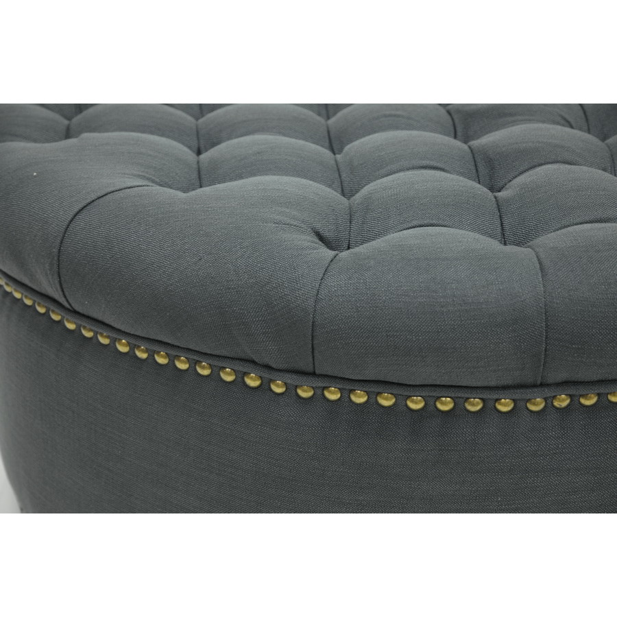 Baxton 532 Gray OTTO Iglehart Ottoman in Tufted Gray Linen