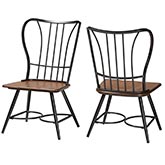 Longford Dining Chair in Walnut Finish & Black Metal (Set of 2)