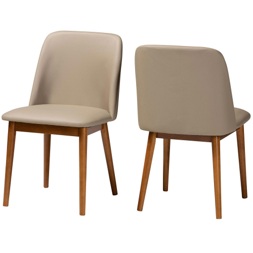 Lavin Dining Chair in Beige Leatherette & Walnut Finish (Set of 2)