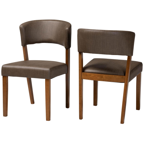 Montreal Dining Chair in Gray Leatherette & Walnut Finish (Set of 2)